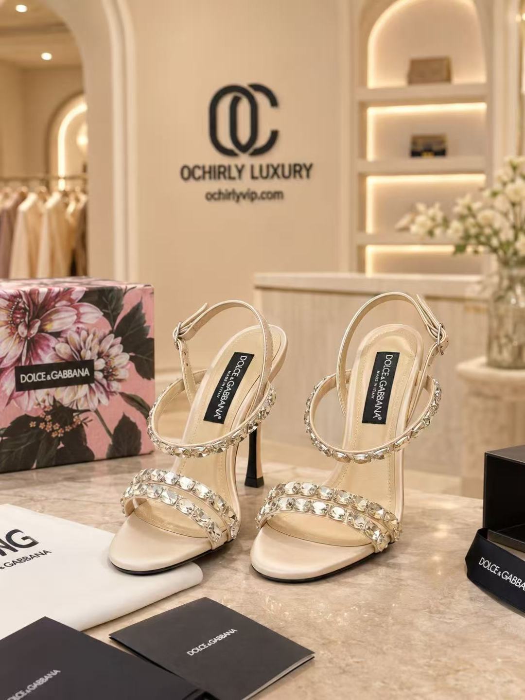 Dolce & Gabbana Crystal Strap Heeled Sandals