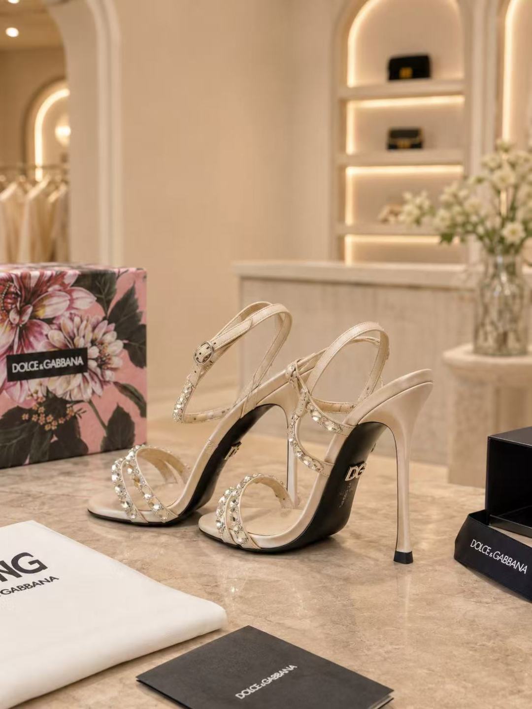 Dolce & Gabbana Crystal Strap Heeled Sandals