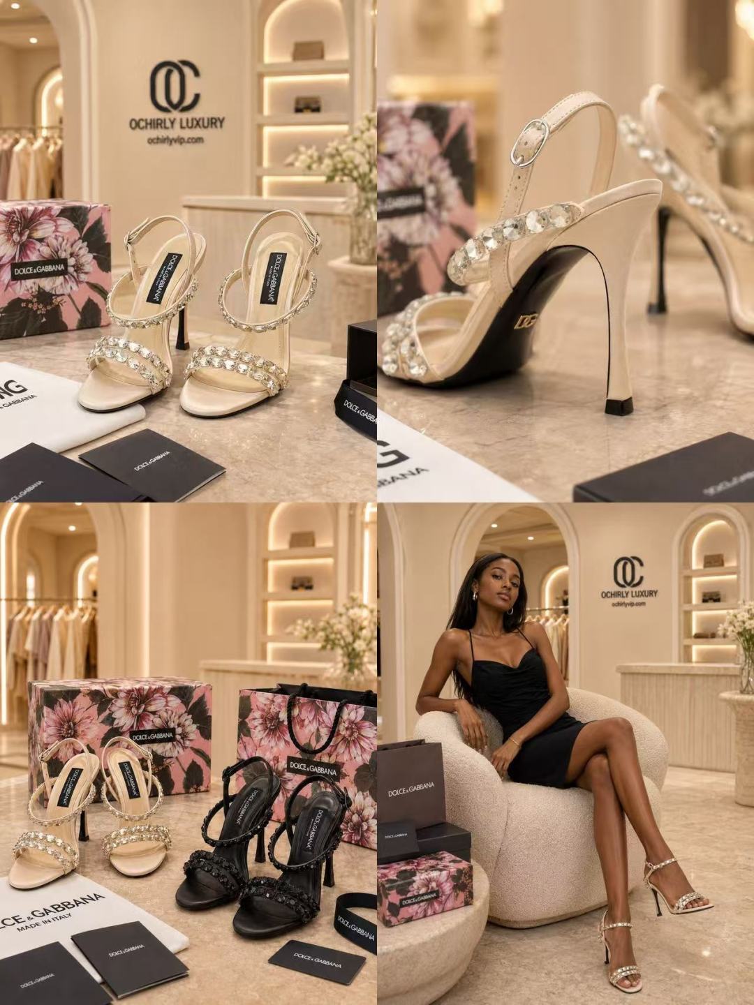Dolce & Gabbana Crystal Strap Heeled Sandals