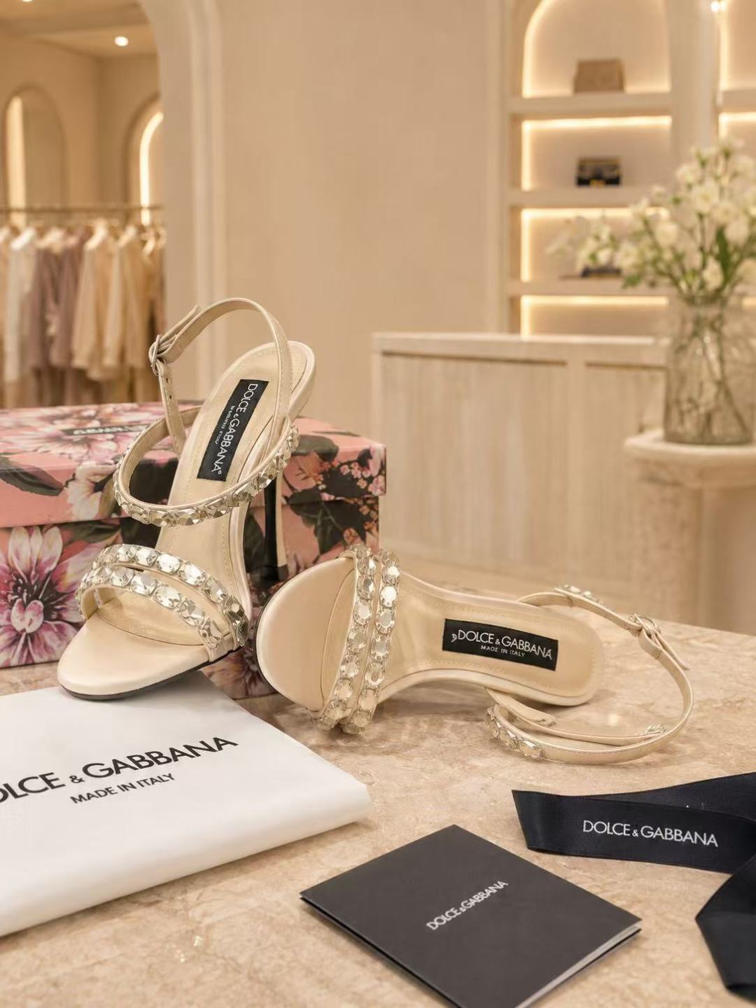 Dolce & Gabbana Crystal Strap Heeled Sandals