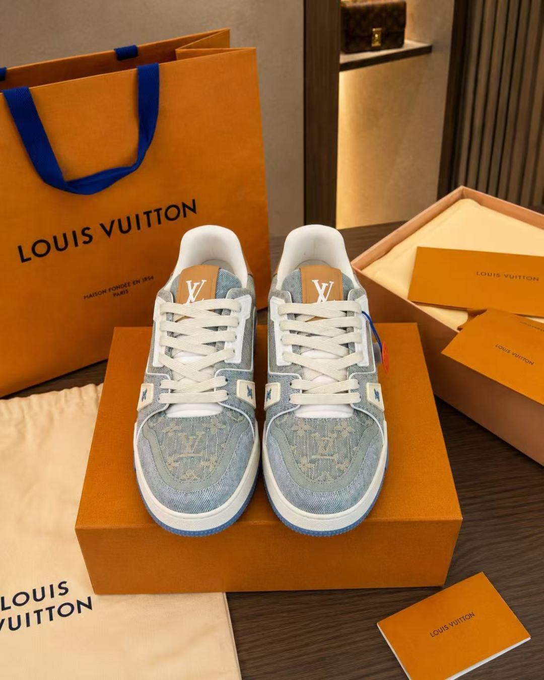 Louis Vuitton Denim Trainer Sneakers