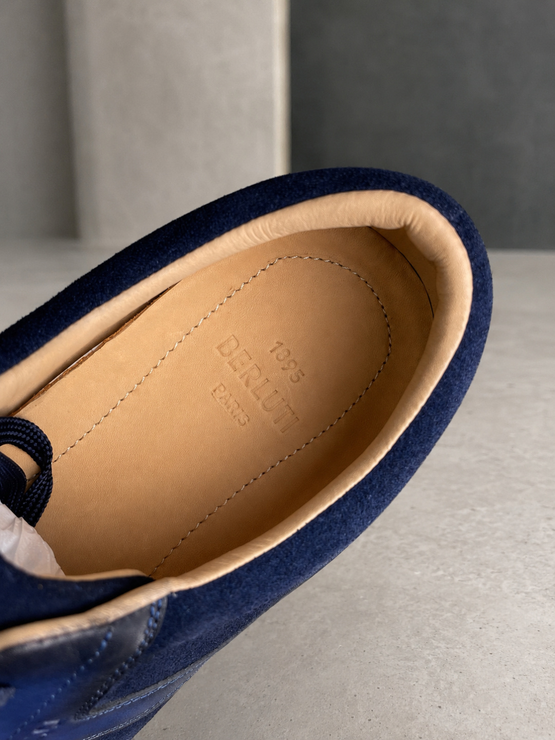 Berluti Blue Patina Leather Suede Sneakers