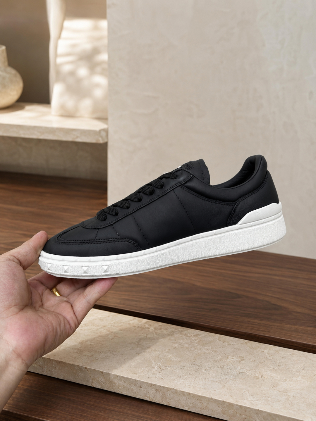 Valentino Garavani Black Leather Low Top Sneakers