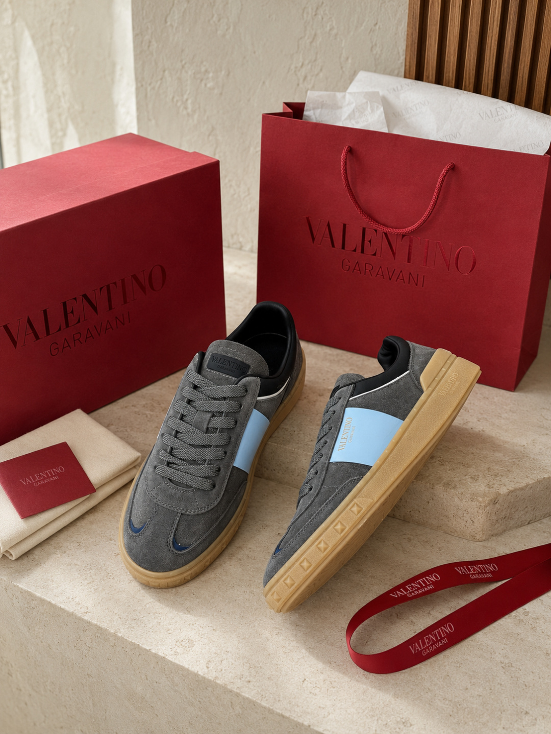 Valentino Garavani Black Leather Low Top Sneakers
