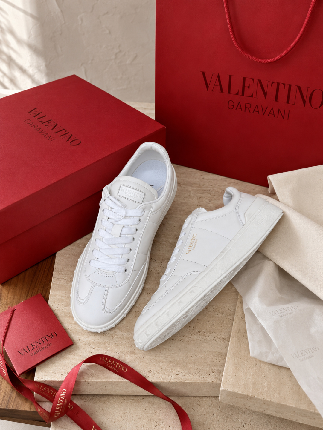 Valentino Garavani Black Leather Low Top Sneakers