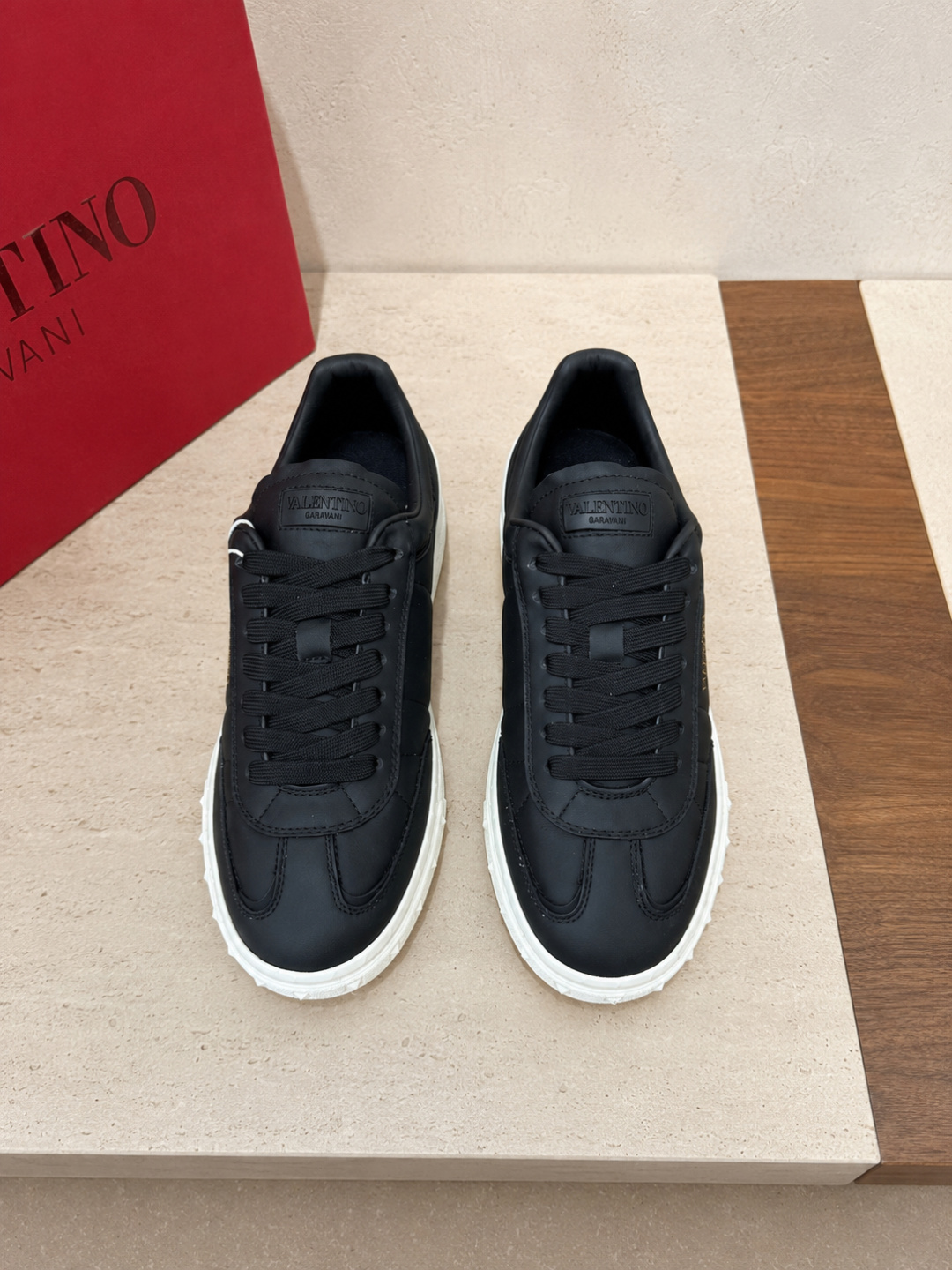 Valentino Garavani Black Leather Low Top Sneakers