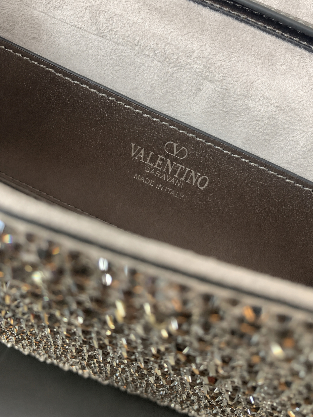 Valentino Garavani Crystal V Logo Shoulder Bag