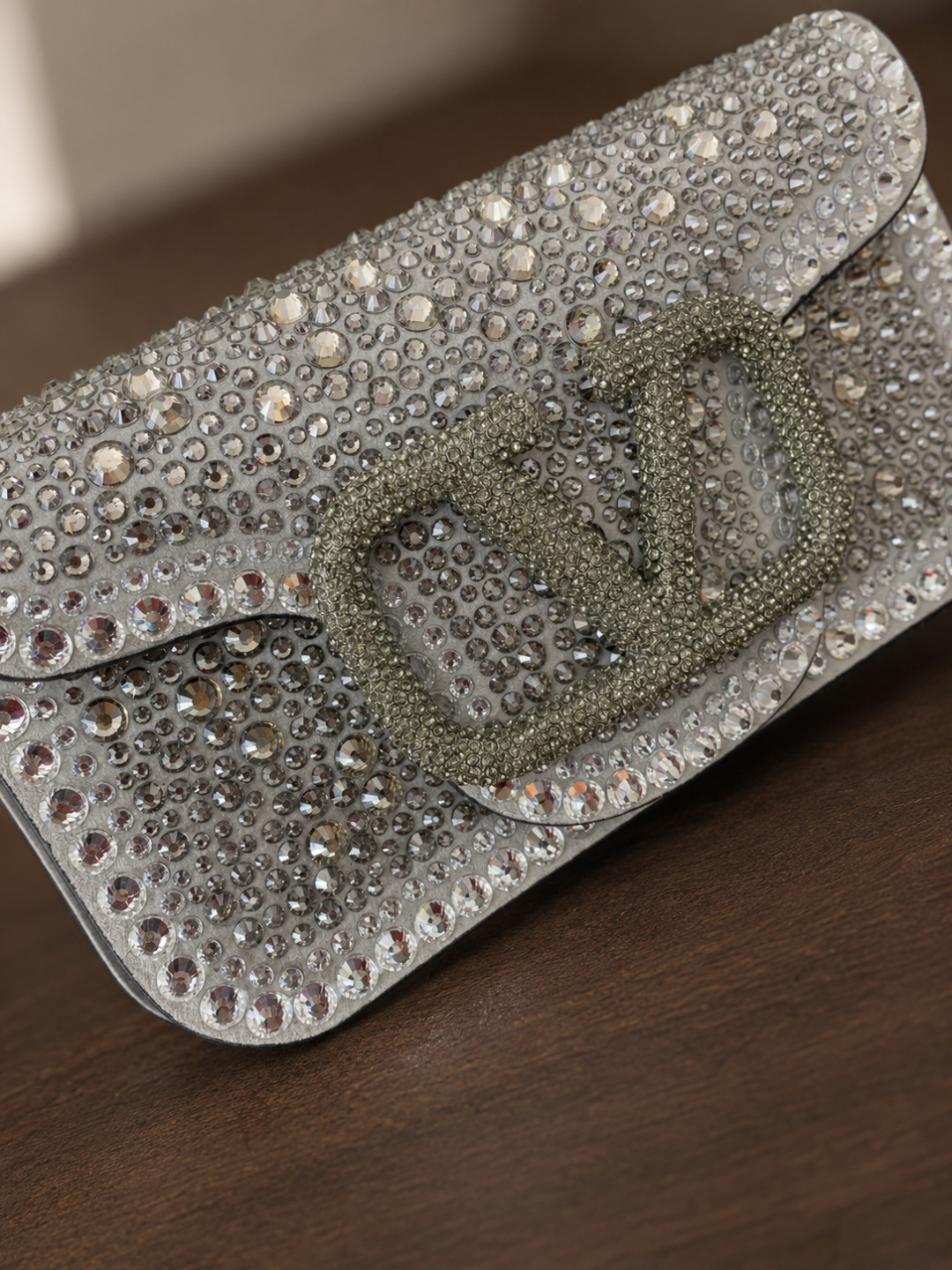 Valentino Garavani Crystal V Logo Shoulder Bag
