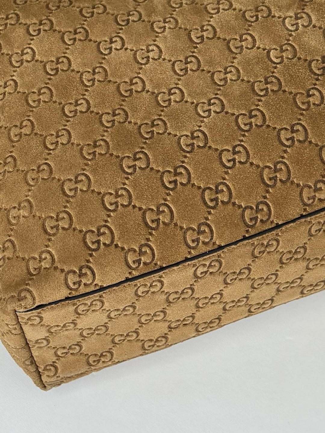 Gucci GG Embossed Suede Hobo Shoulder Bag