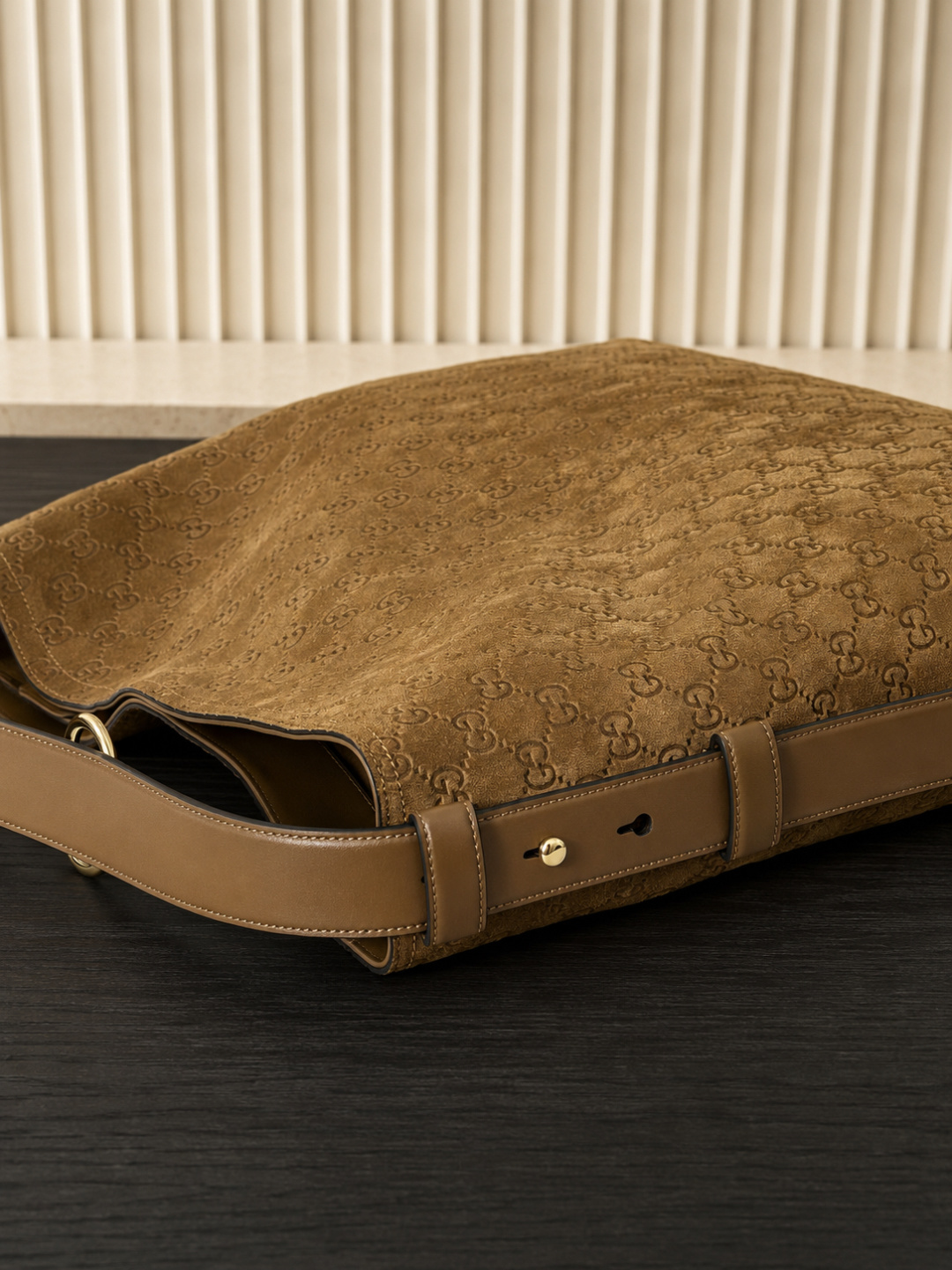 Gucci GG Embossed Suede Hobo Shoulder Bag