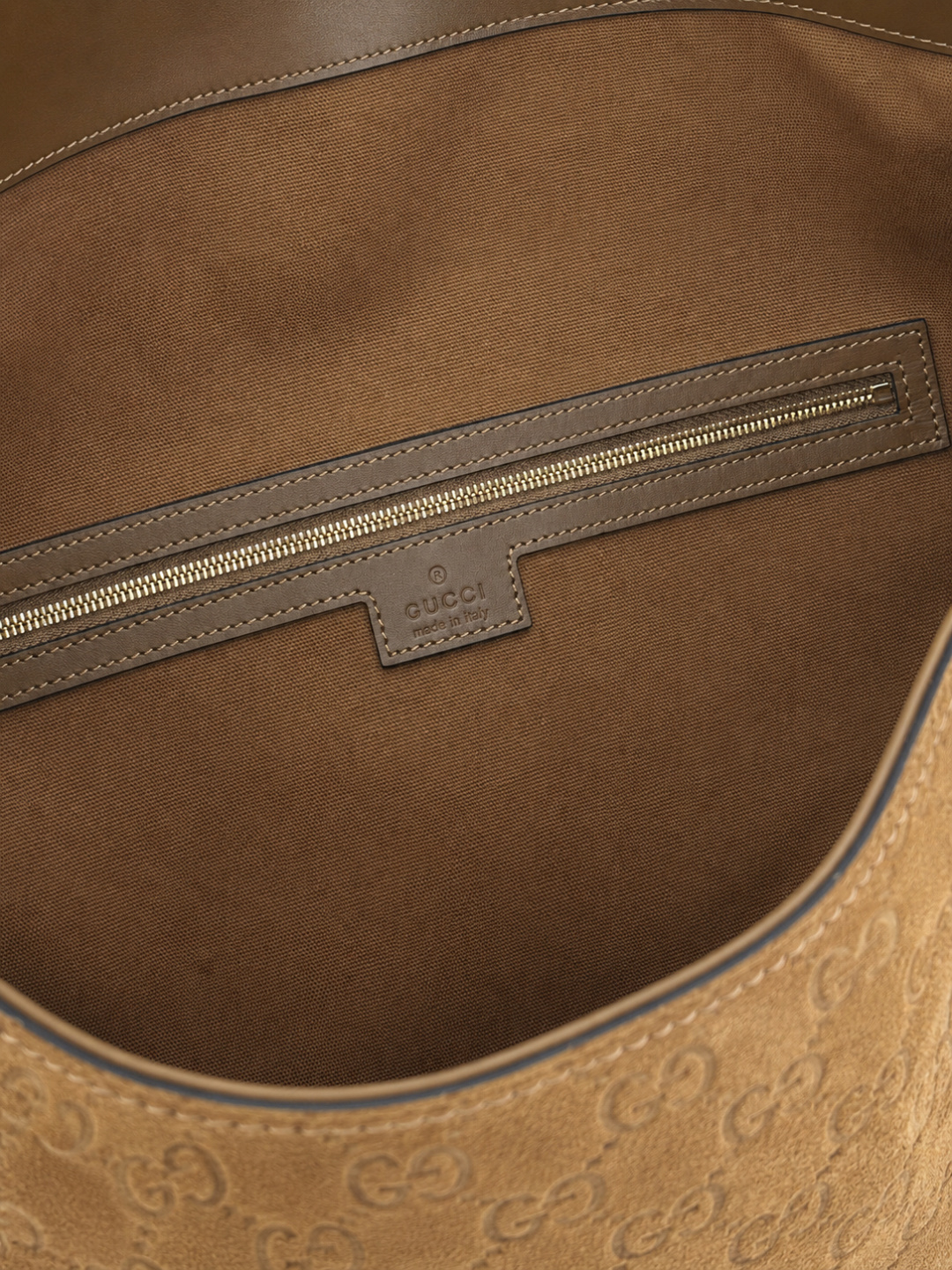 Gucci GG Embossed Suede Hobo Shoulder Bag