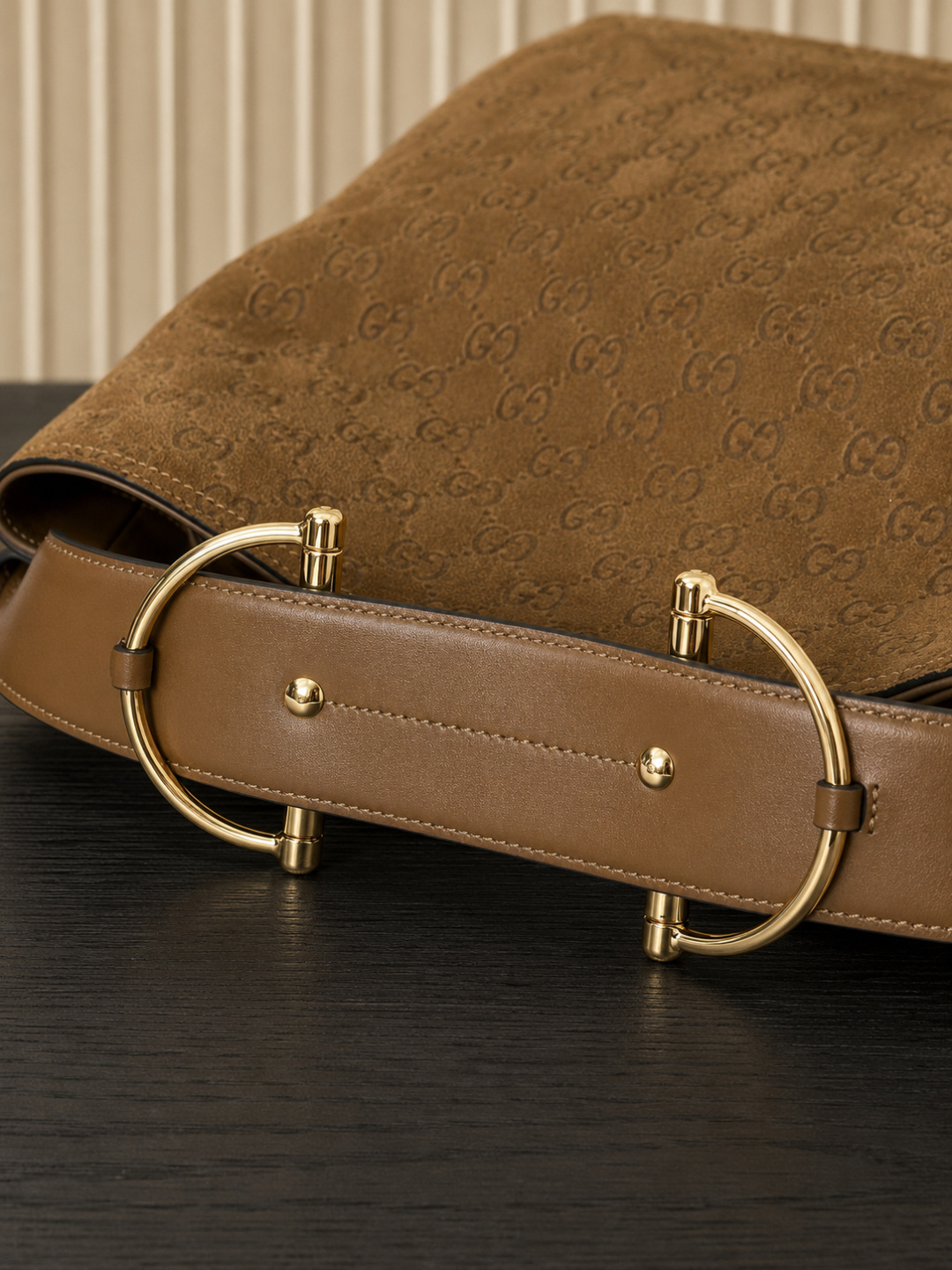 Gucci GG Embossed Suede Hobo Shoulder Bag