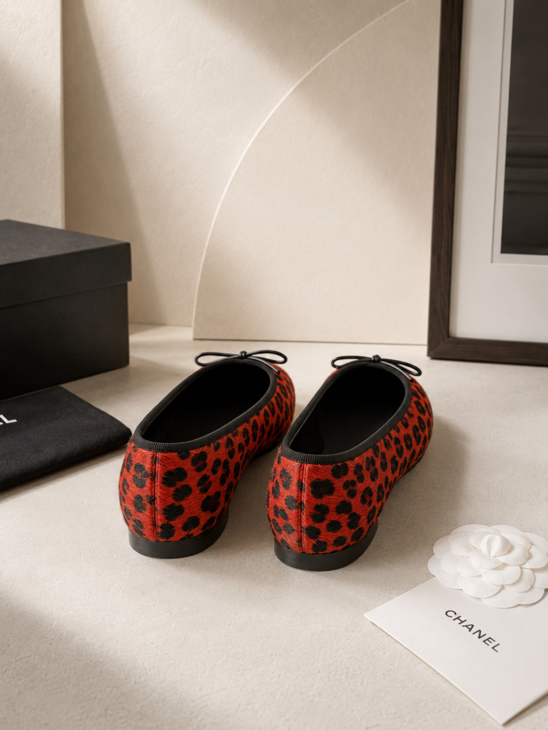 Chanel Leopard Print Toe Cap Ballet Flats