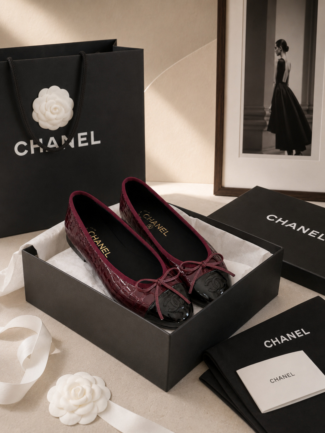 Chanel Leopard Print Toe Cap Ballet Flats