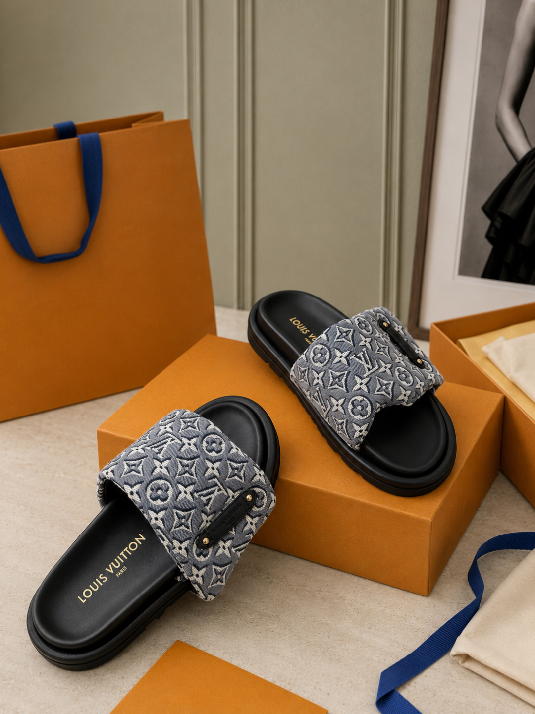 Louis Vuitton Monogram Jacquard Slide Sandals