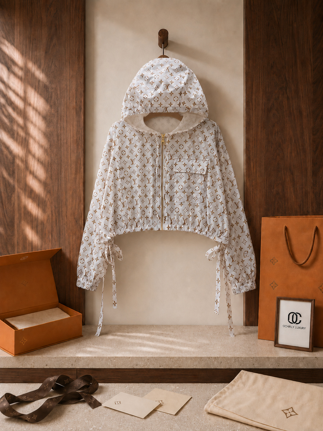 Louis Vuitton Monogram Cropped Hooded Jacket