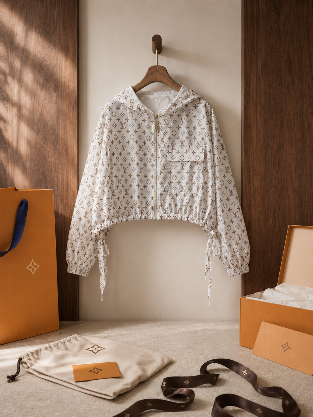 Louis Vuitton Monogram Cropped Hooded Jacket