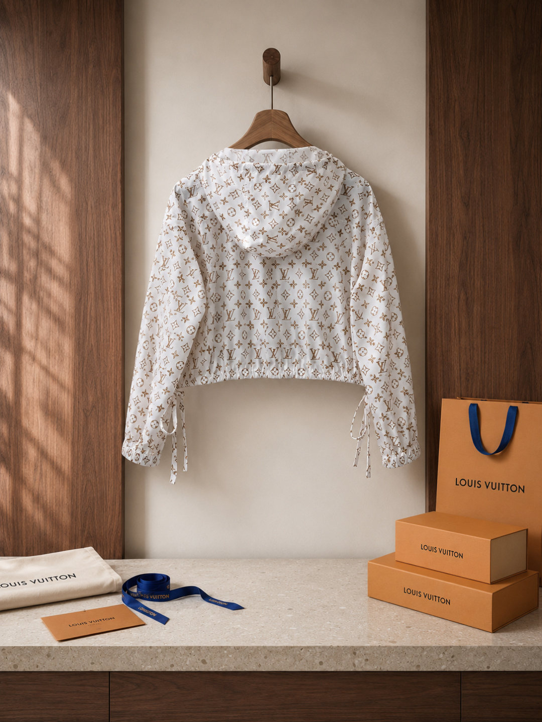 Louis Vuitton Monogram Cropped Hooded Jacket