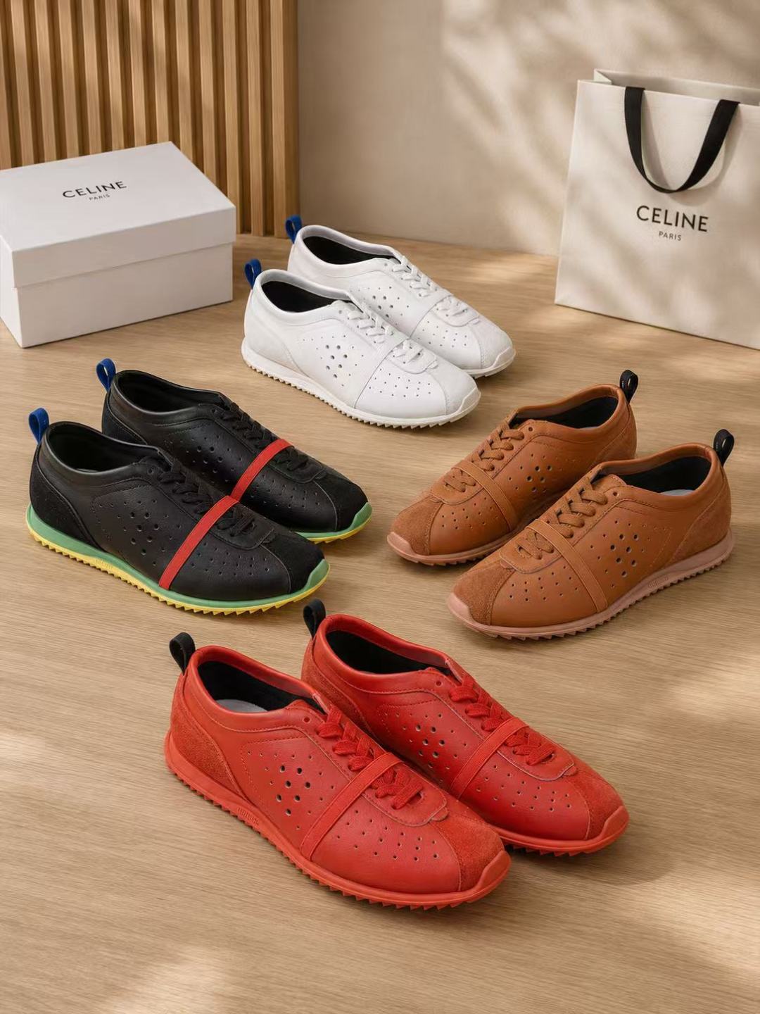 Celine Perforated Leather Retro Sneakers