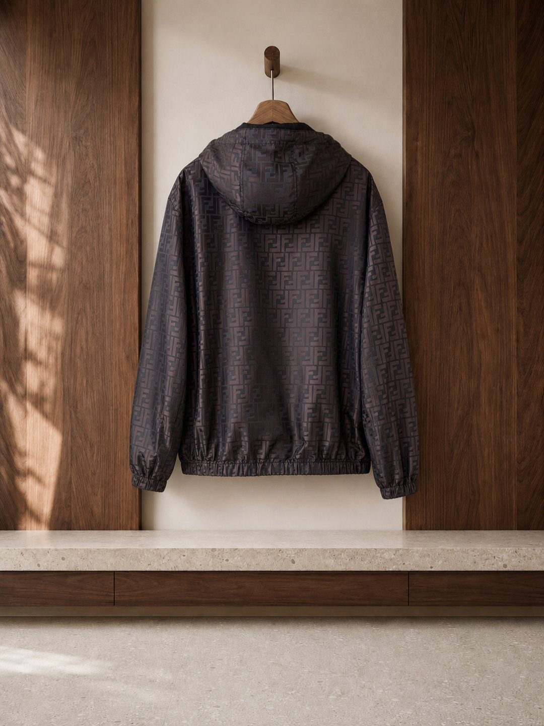 Fendi FF Pattern Hooded Windbreaker Jacket