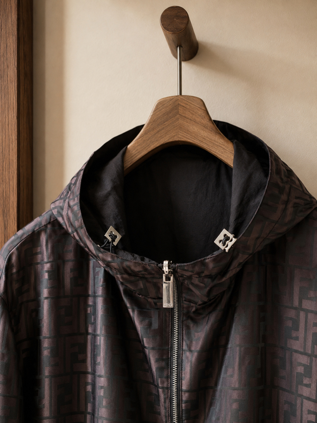 Fendi FF Pattern Hooded Windbreaker Jacket