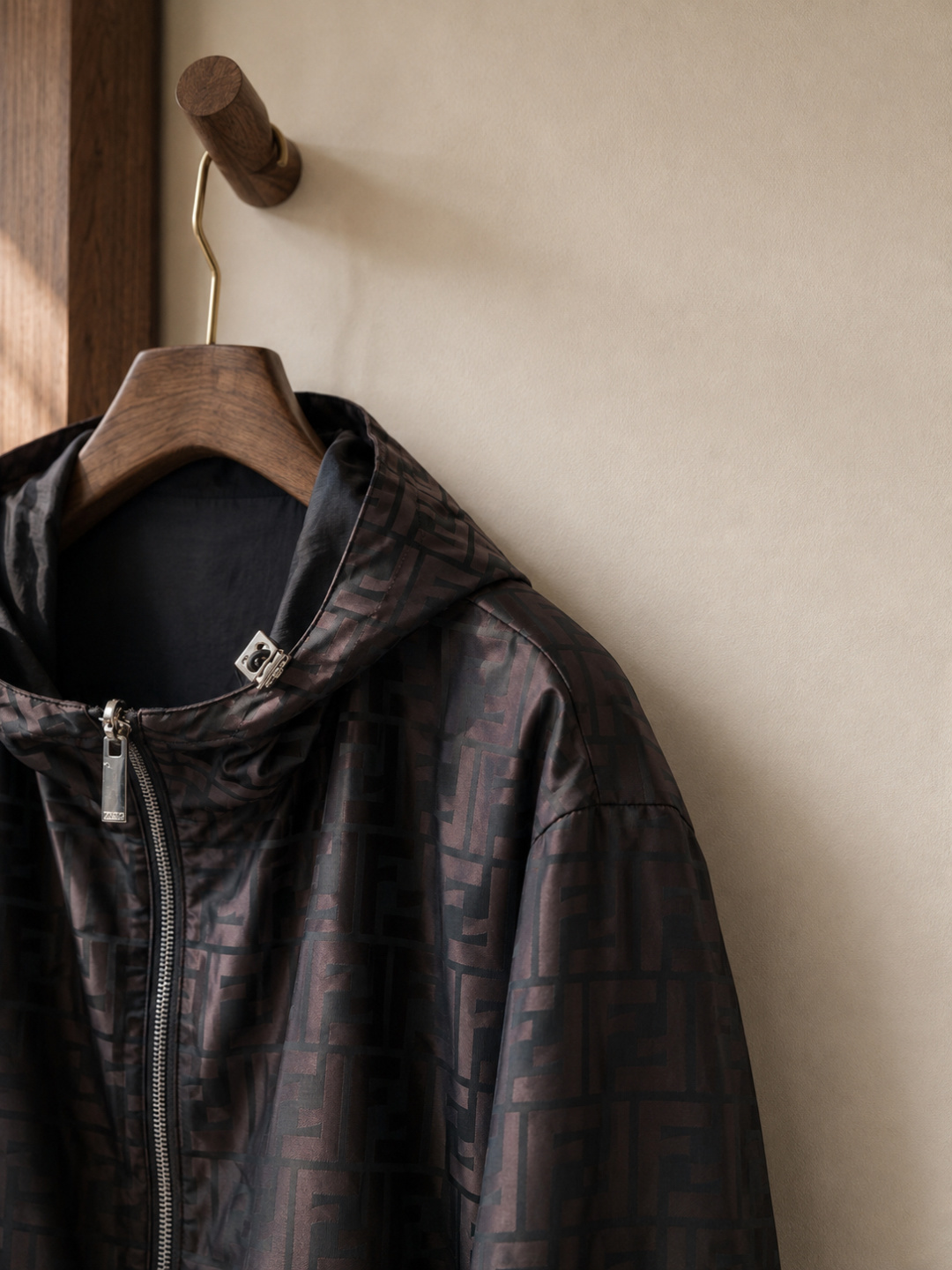 Fendi FF Pattern Hooded Windbreaker Jacket