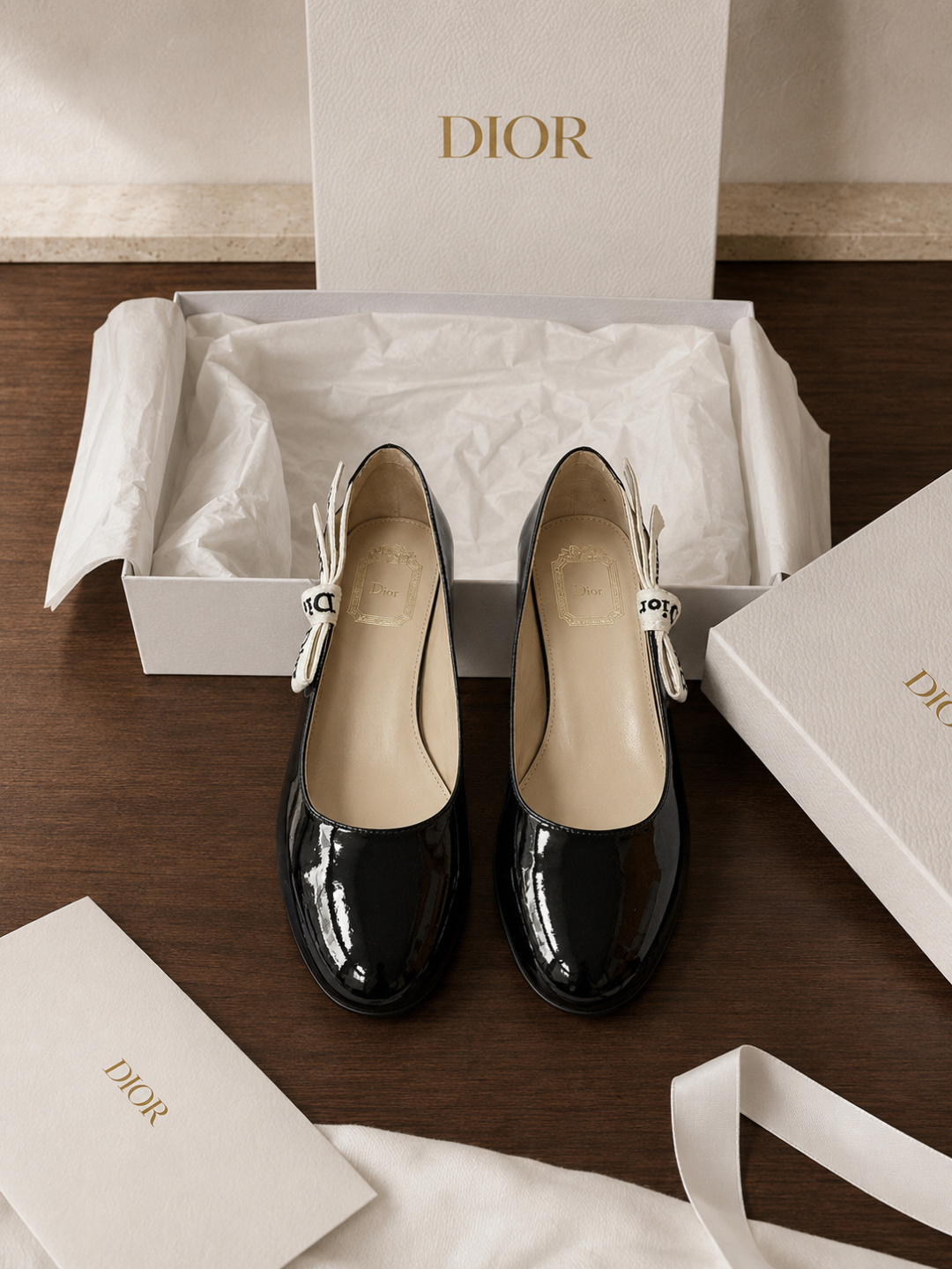 Dior Patent Leather Low Heel Ballet Flats