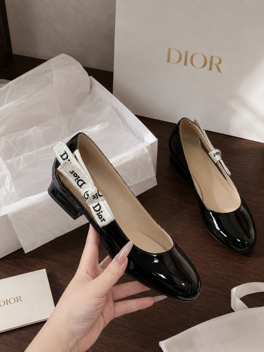 Dior Patent Leather Low Heel Ballet Flats