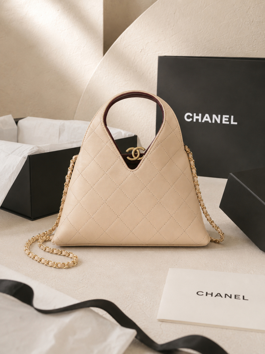 Chanel Quilted Leather Hobo Handbag