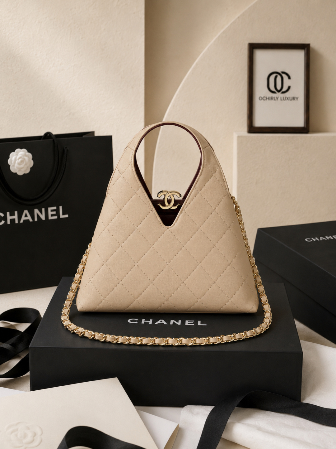 Chanel Quilted Leather Hobo Handbag