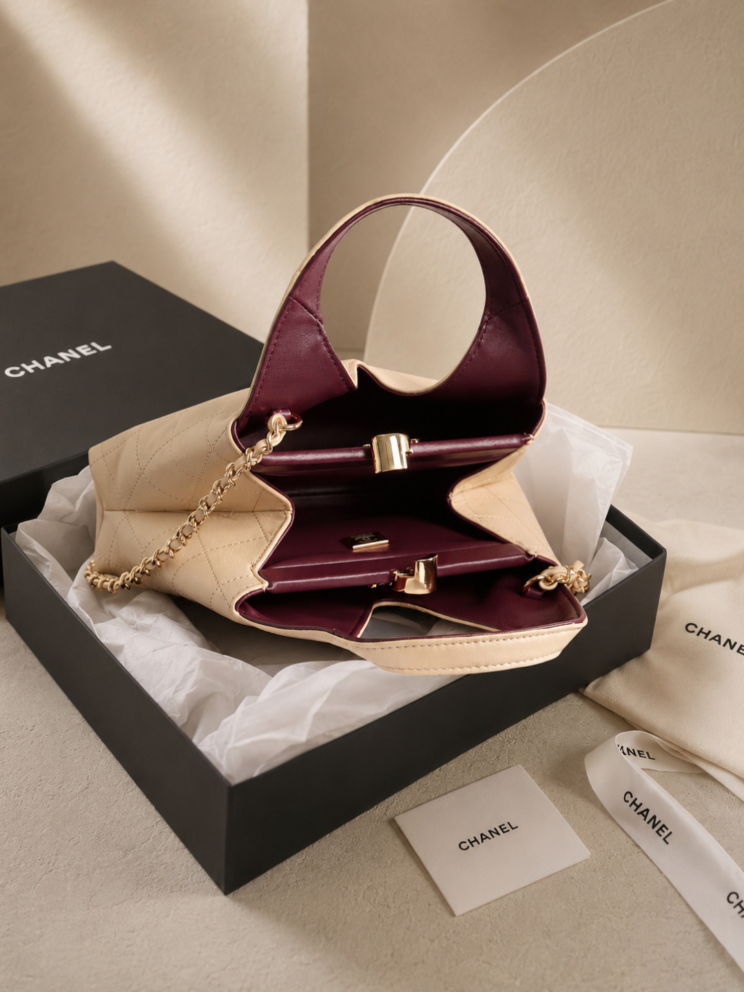 Chanel Quilted Leather Hobo Handbag