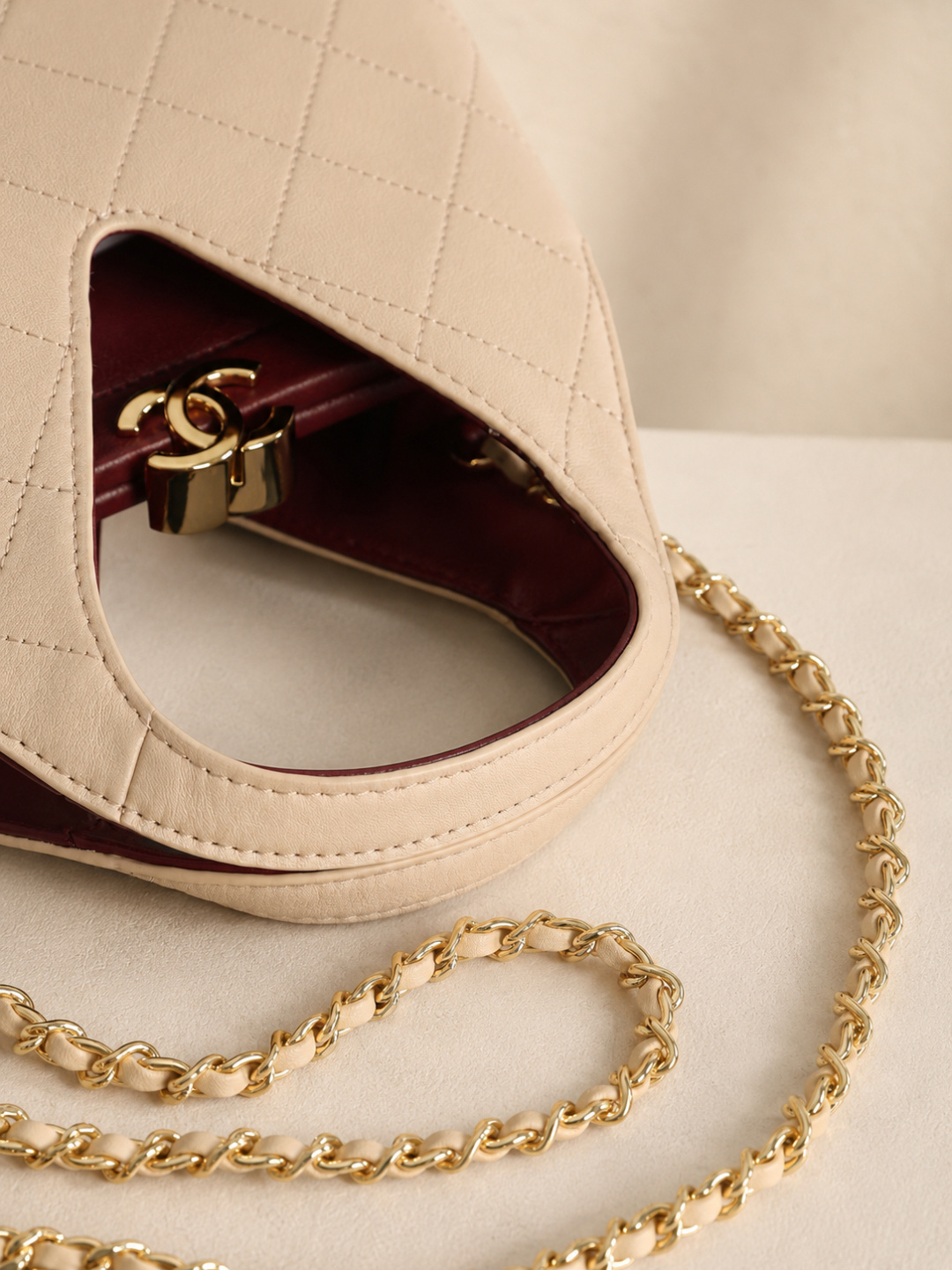 Chanel Quilted Leather Hobo Handbag