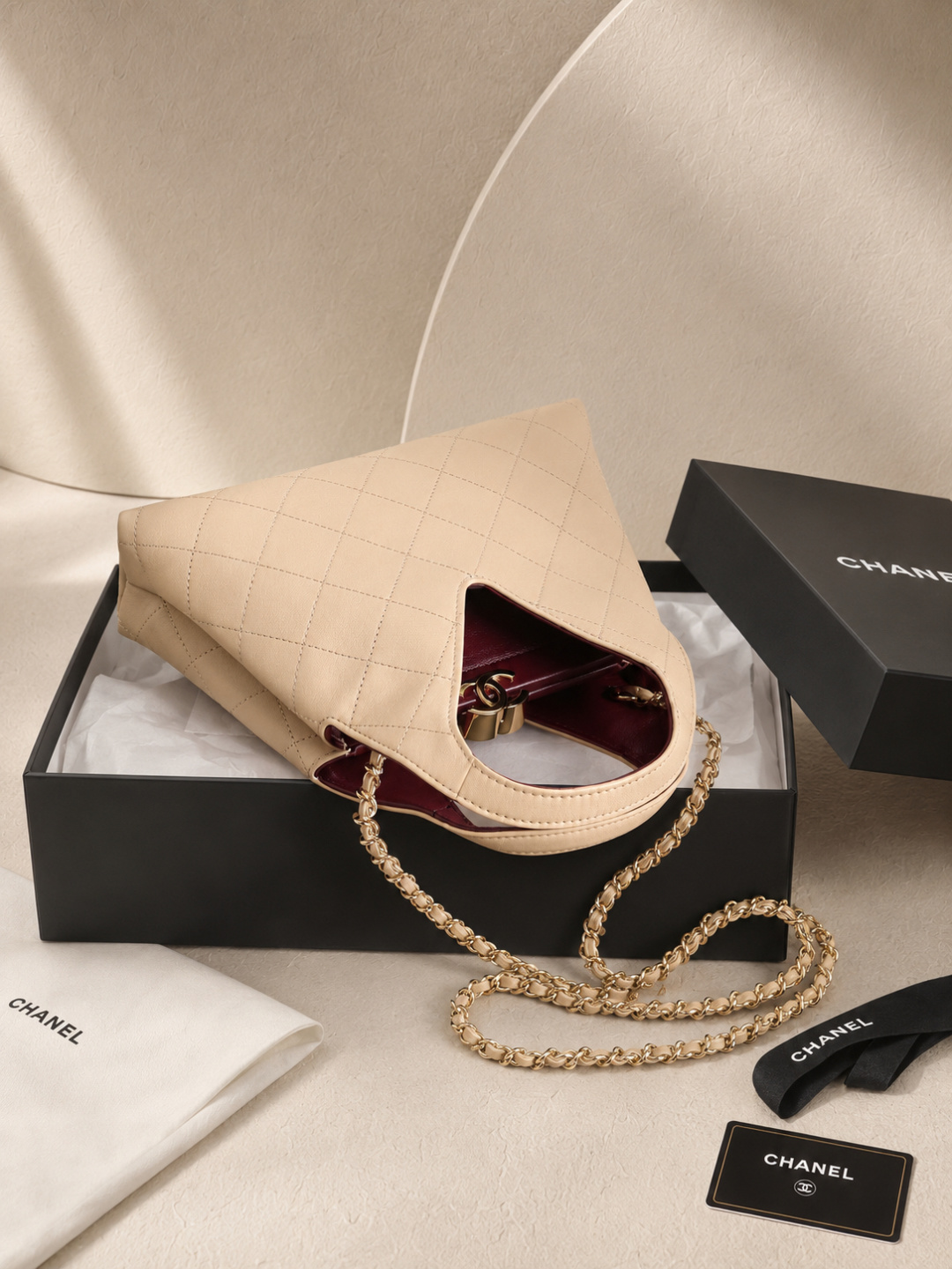 Chanel Quilted Leather Hobo Handbag