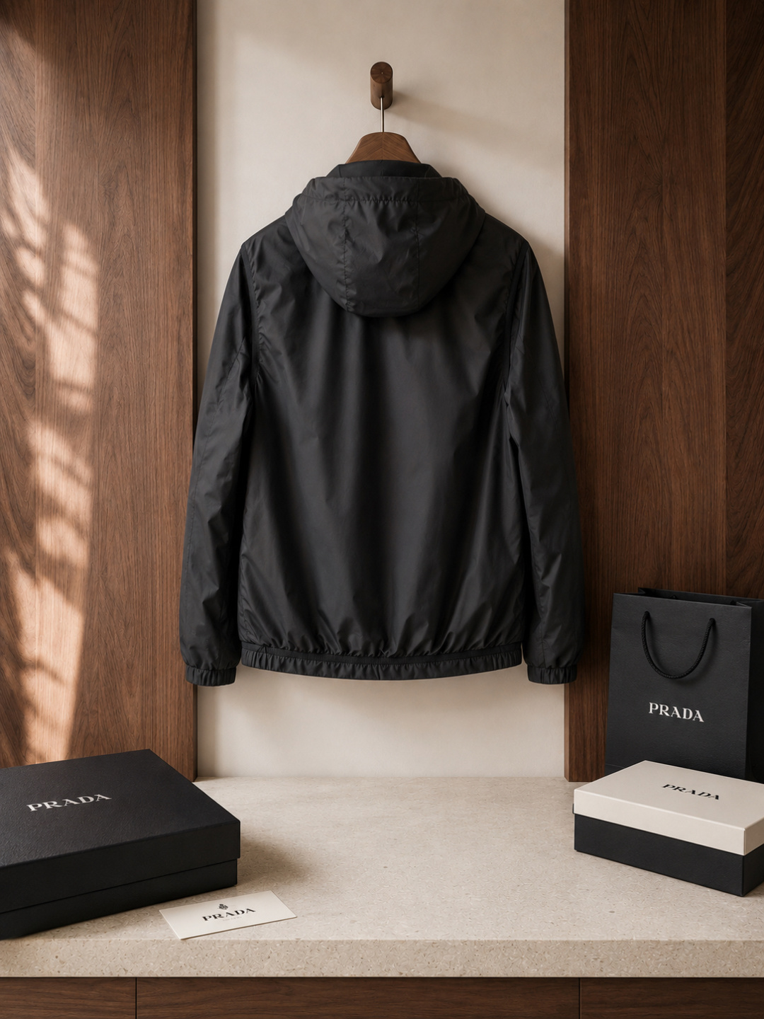 Prada Triangle Logo Hooded Windbreaker Jacket
