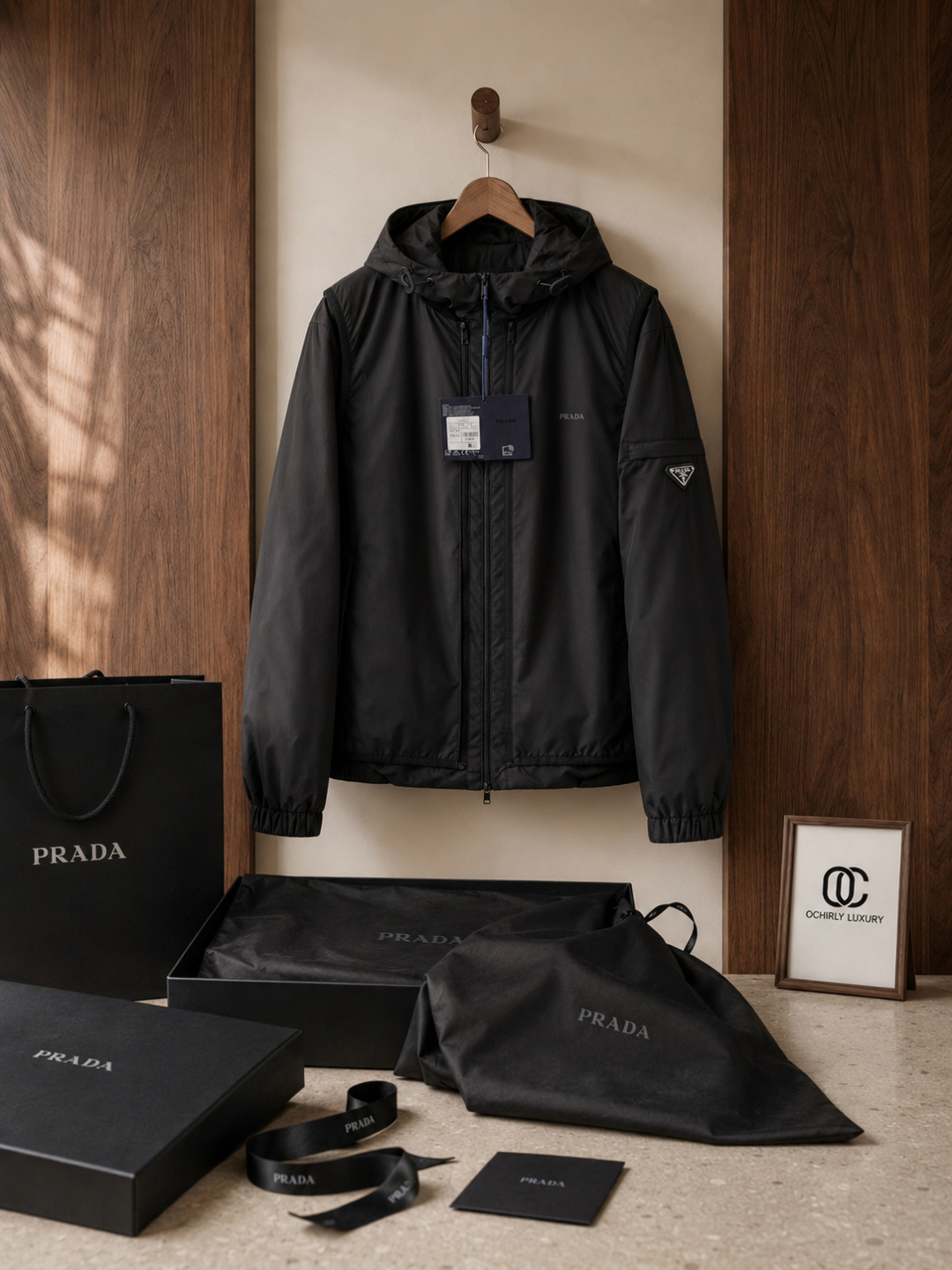 Prada Triangle Logo Hooded Windbreaker Jacket