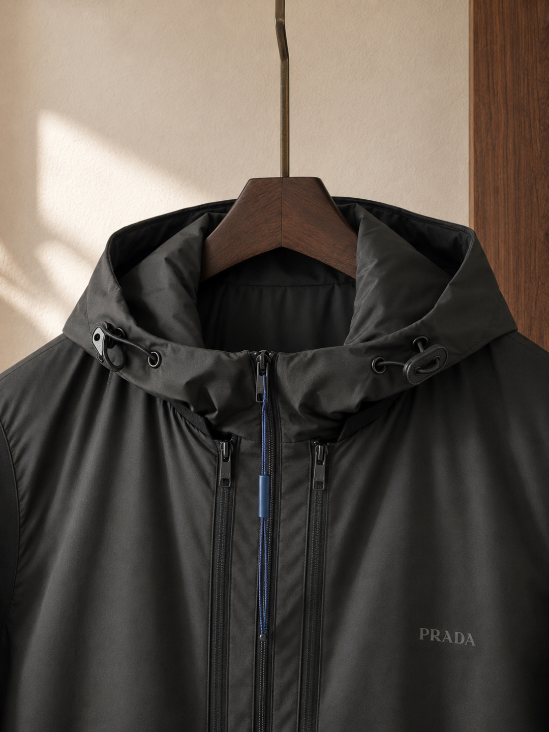 Prada Triangle Logo Hooded Windbreaker Jacket