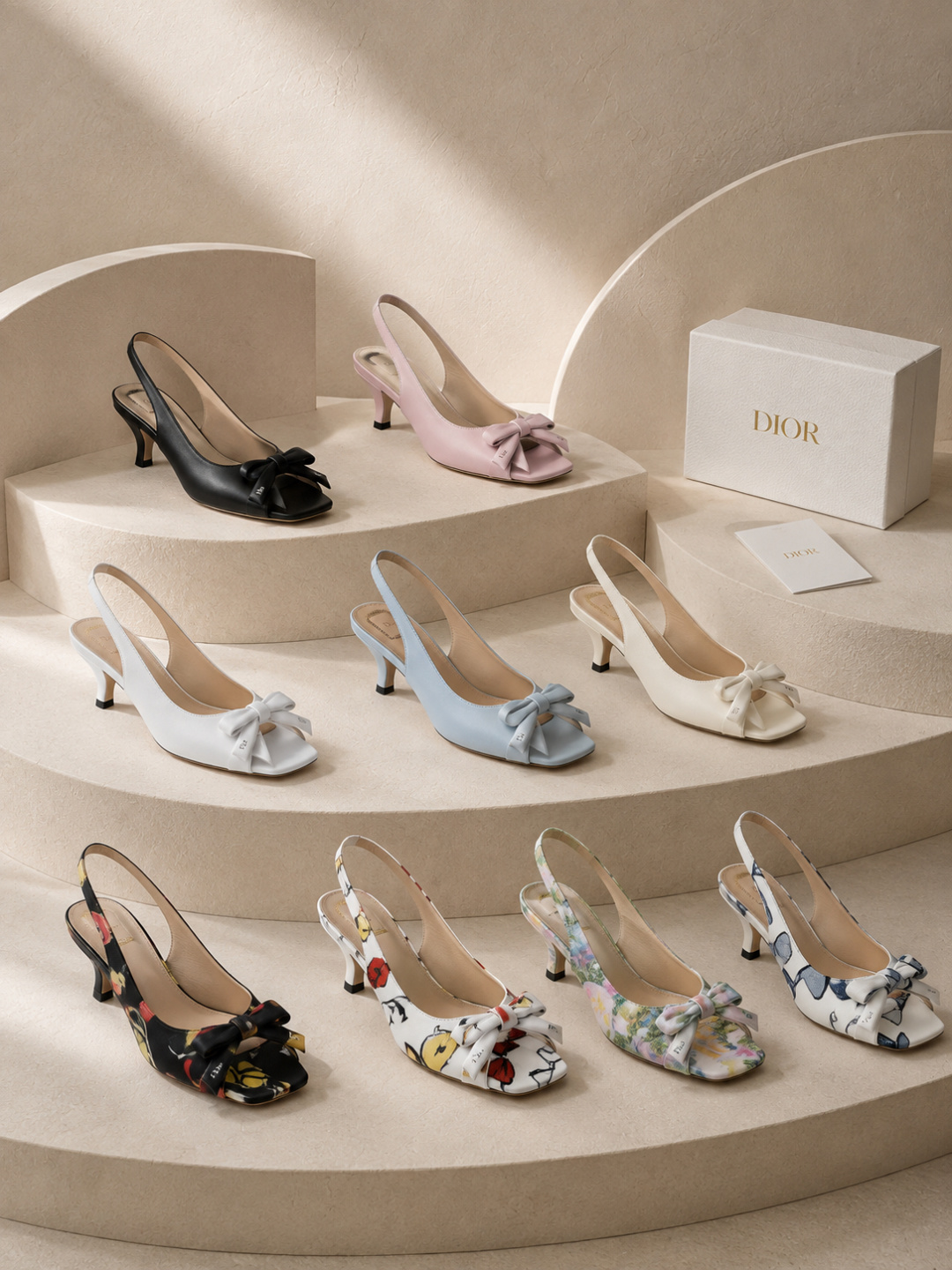 dior bow blue lambskin slingback sandals