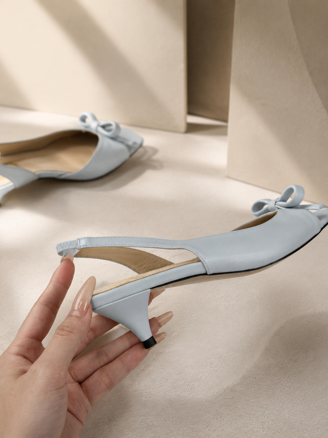 dior bow blue lambskin slingback sandals