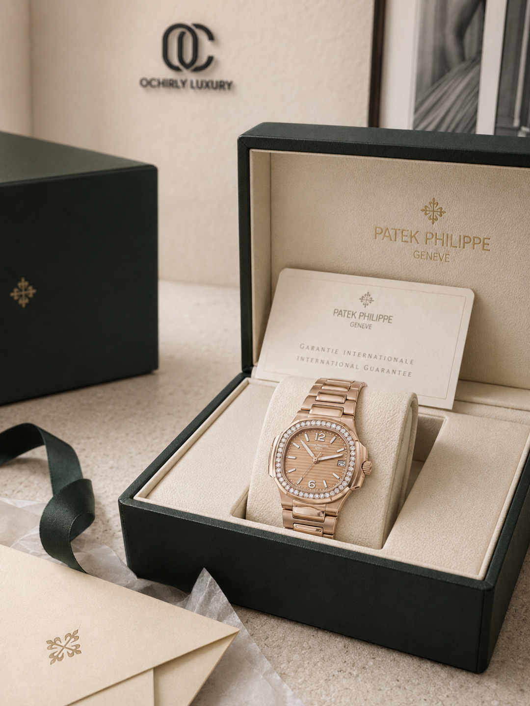 Patek  Rose Gold Diamond  Ladies Watch