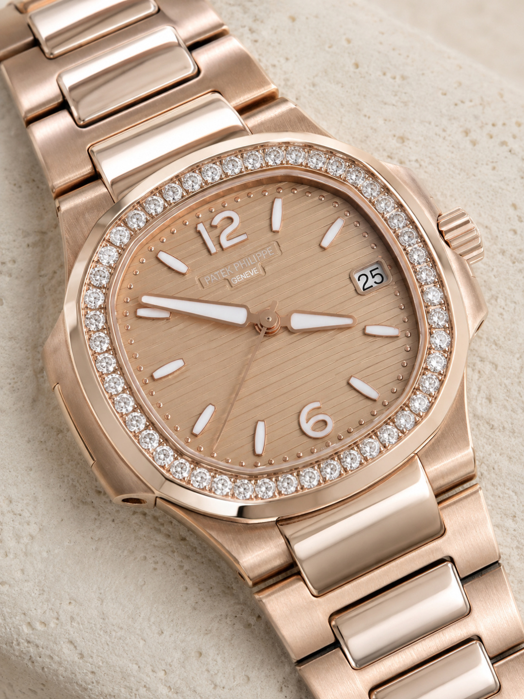 Patek  Rose Gold Diamond  Ladies Watch