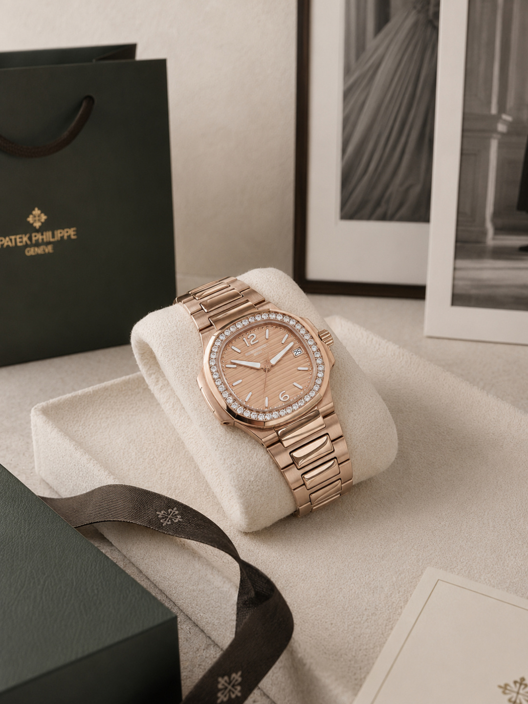Patek  Rose Gold Diamond  Ladies Watch