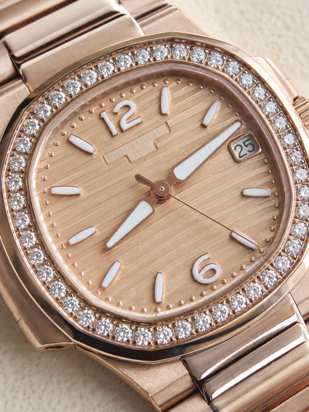 Patek  Rose Gold Diamond  Ladies Watch