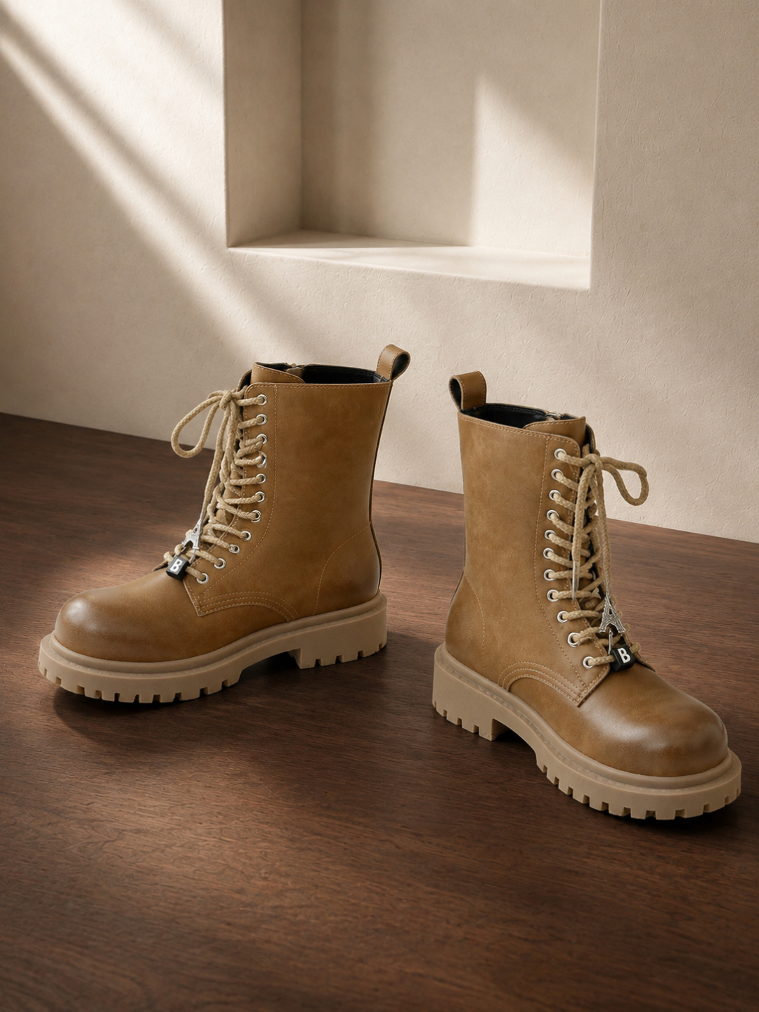 Balenciaga Brown Leather Chunky Combat Ankle Boots
