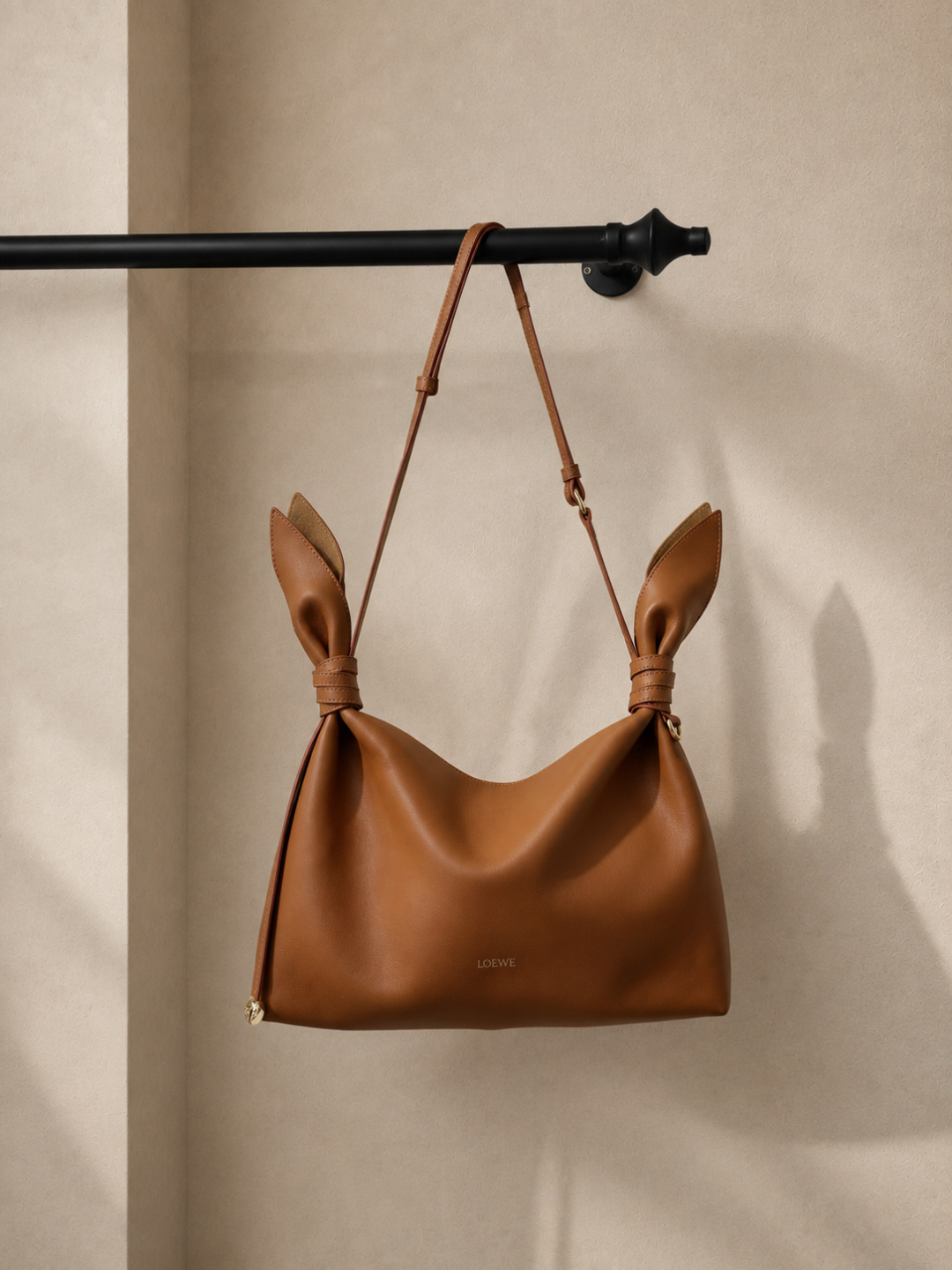 Loewe Brown Leather Knot‑Detail Hobo Shoulder Bag