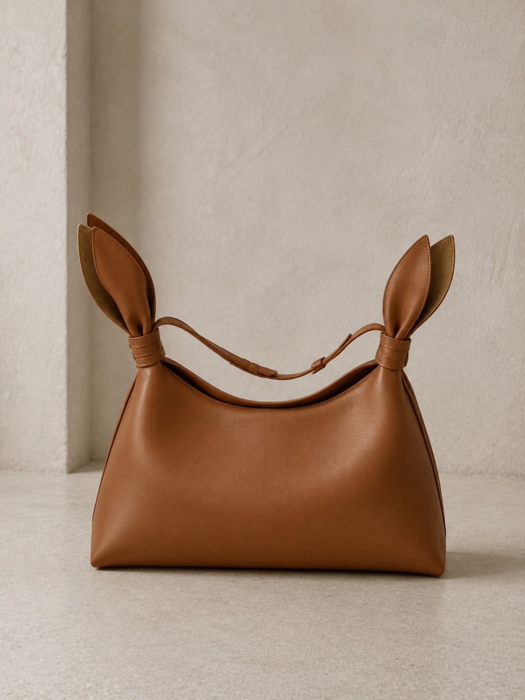 Loewe Brown Leather Knot‑Detail Hobo Shoulder Bag
