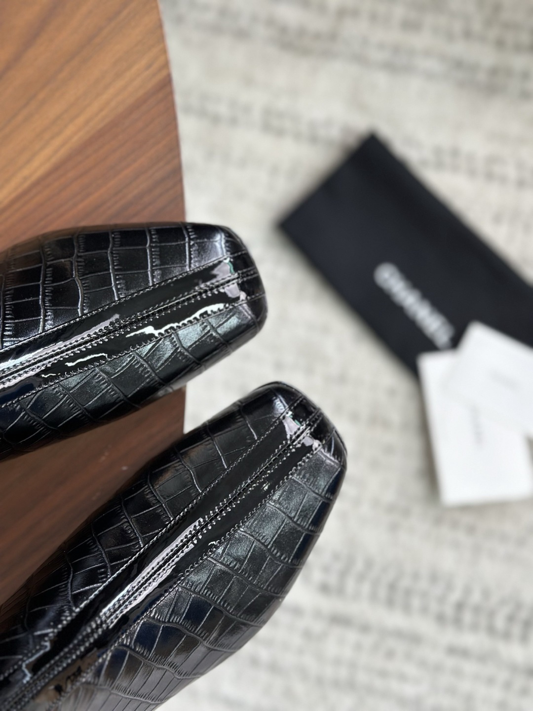 Chanel Black Croc‑Embossed Chelsea Ankle Boots