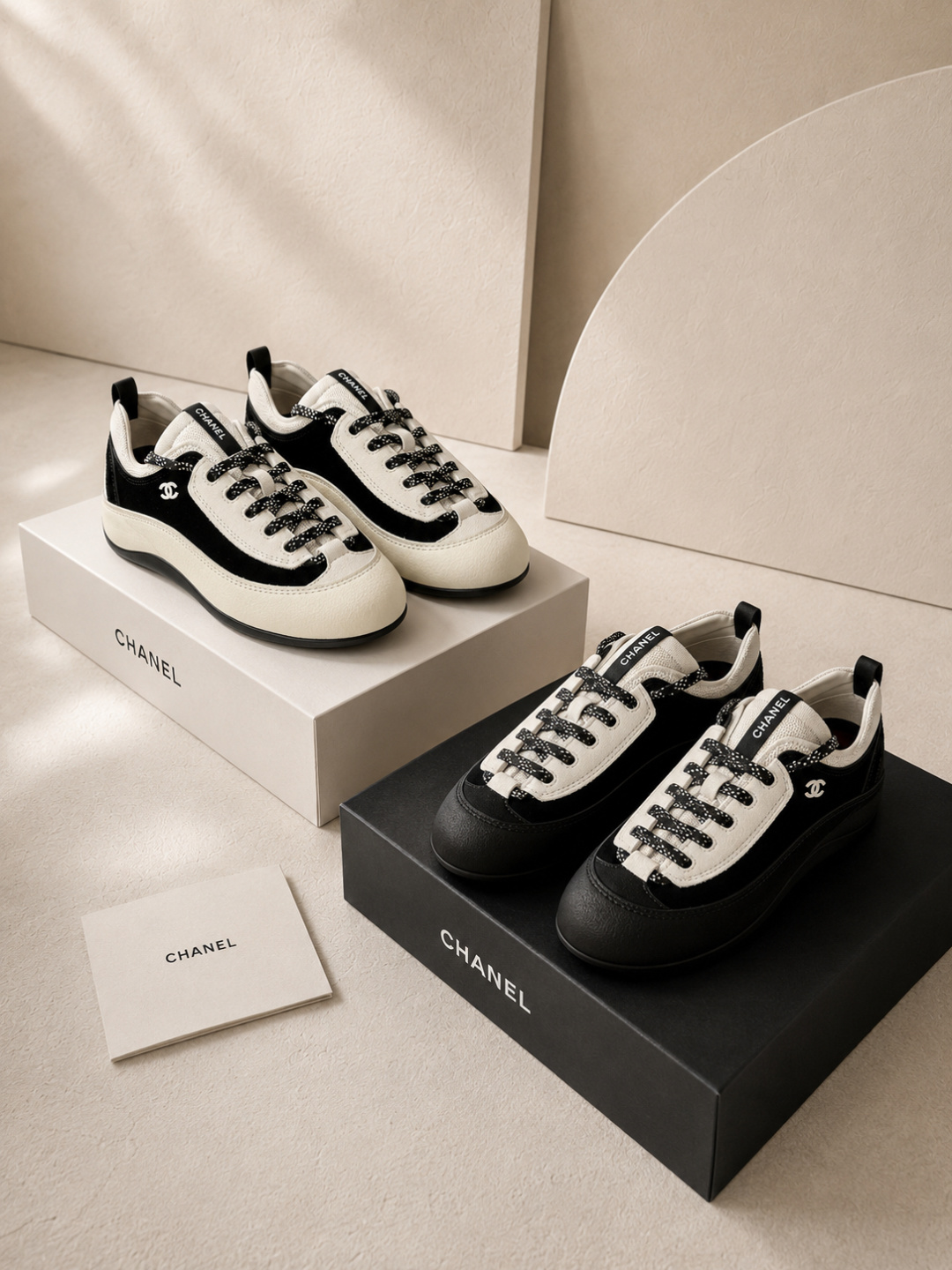 Chanel Two‑Tone Suede Sneakers