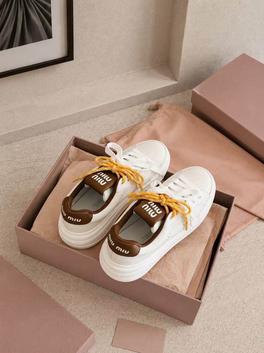 Miu Miu Leather Platform Sneakers