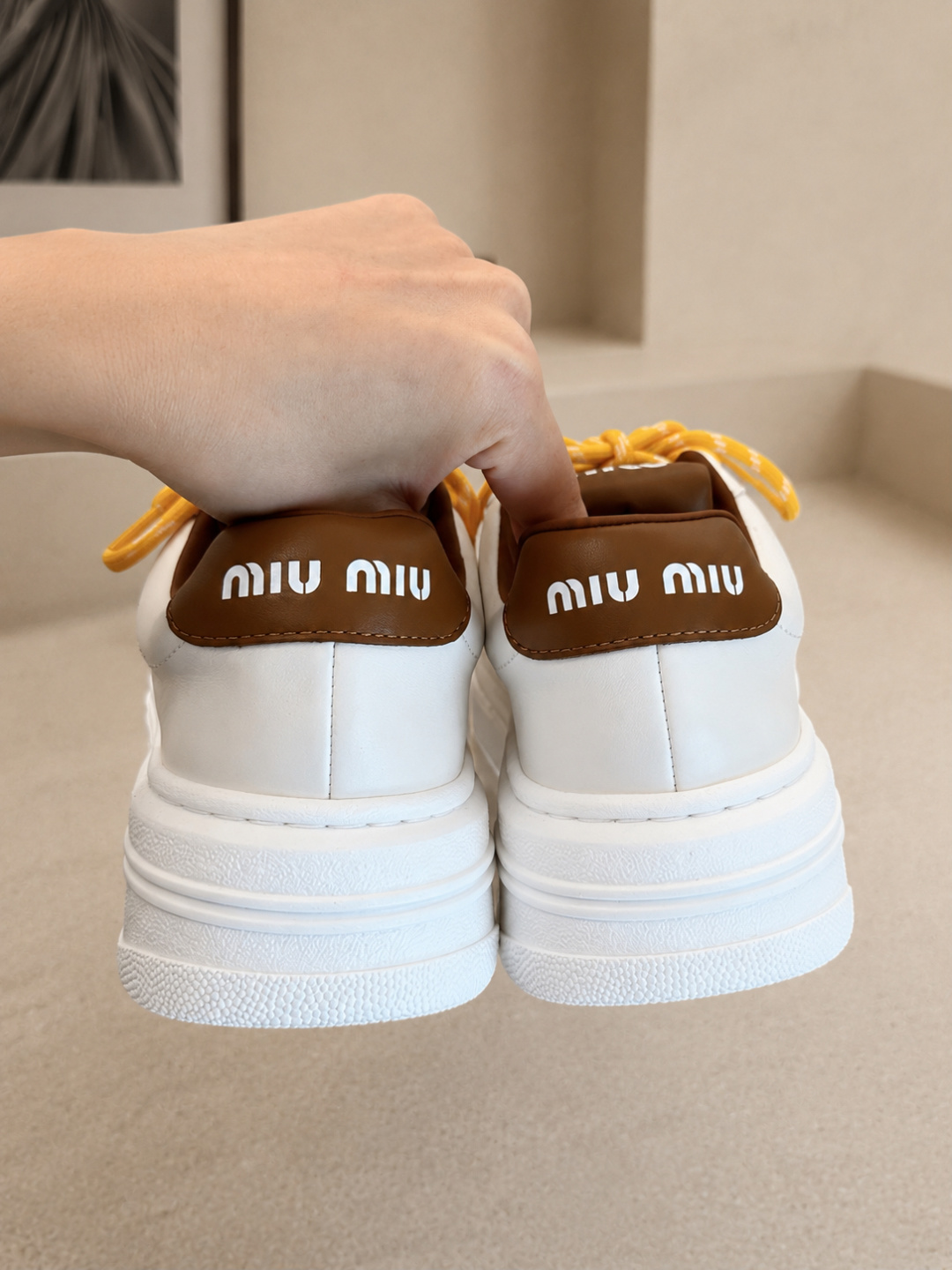 Miu Miu Leather Platform Sneakers