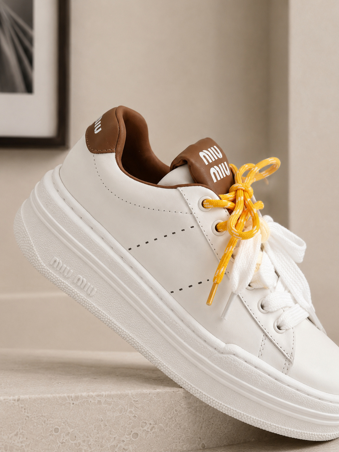 Miu Miu Leather Platform Sneakers